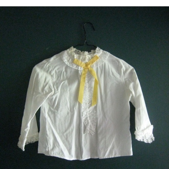 Vintage Girls Yellow & White Outfit w/ Blouse & Pleated Skirt, 1950's - Picture 2 of 5